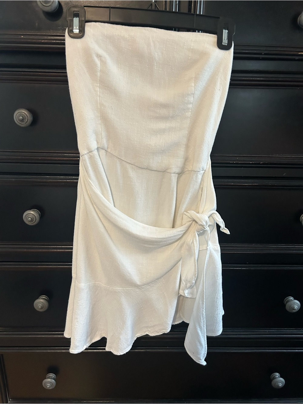 Skylar + Madison White Strapless Textured Mini Dress shorts/skorts Small